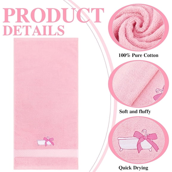 HSAPOW-3 Pcs Bow Towels for Bathroom, Coquett Pink Bowknot Kitchen Hand Towels 100% Cotton Soft Embroidered Home Decoration for Birthday Bridal Shower Wedding Gifts 13.3 x 29 Inch