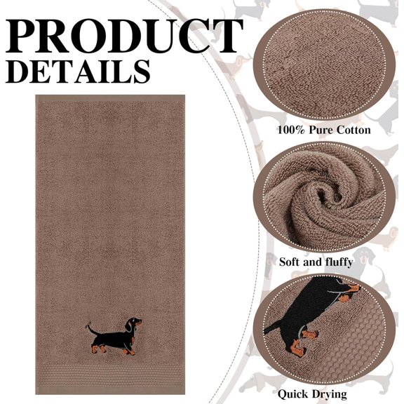 HSAPOW-3 Pcs Kitchen Hand Towels 13.3 x 29 Inch Towels for Bathroom Soft Embroidered Home Decoration for Goth Kitchen Halloween Birthday Gifts(Polyester,Dachshund)