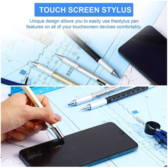 HSAPOW-30 Pcs Father's Day Multi Tool Pens Gift Pen Bulk for Men 6-in-1 Multitool Pen with Ruler, Level Gauge, Ballpoint, Stylus, Screwdrive Multifunction Birthday Gifts (Multi Color)