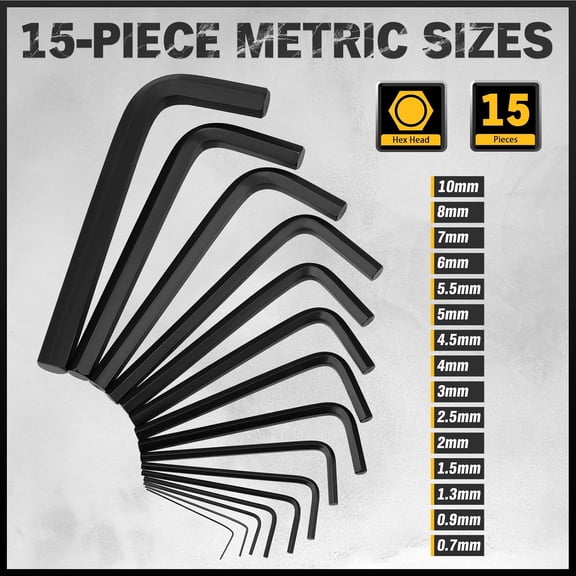 HSAPOW-31-Piece Hex Key Set - Allen Wrench Set, SAE and Metric Allen Keys MM(0.7mm-10mm) SAE(0.028"-3/8) Heat-Treated, Torque Handle, High Leverage, Long & Short Keys, Easy Organization