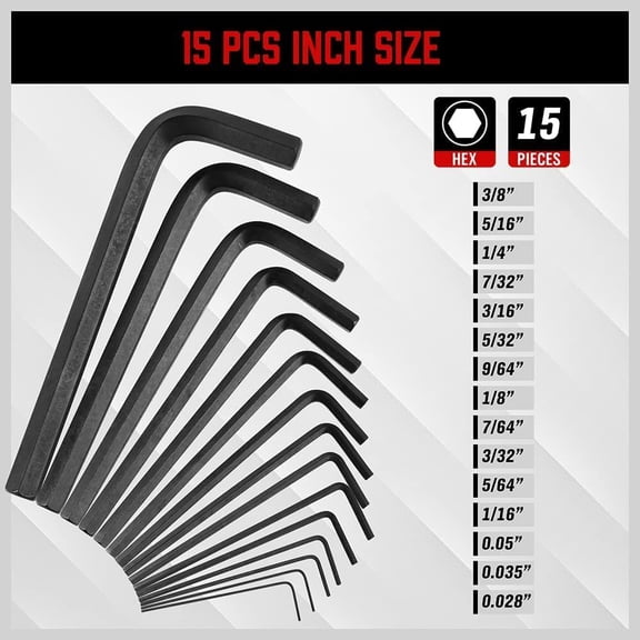 HSAPOW-32-Piece Hex Key Wrench Set, Metric and SAE Allen Wrenches (0.028-3/8 inch, 0.7-10 mm) L Shape Allen Keys, Chrome Vanadium Steelwith 2x Extension Handle