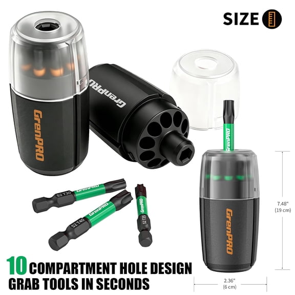 HSAPOW-33Pcs Impact Screwdriver Bits Set, 2" Allen Wrench & Torx Drill Bit Set (SAE & Metric), S2 Steel Magnetic 1/4" Hex-Shank CNC Machined Bit Set with Storage Box for Automotive DIY & Home Repair