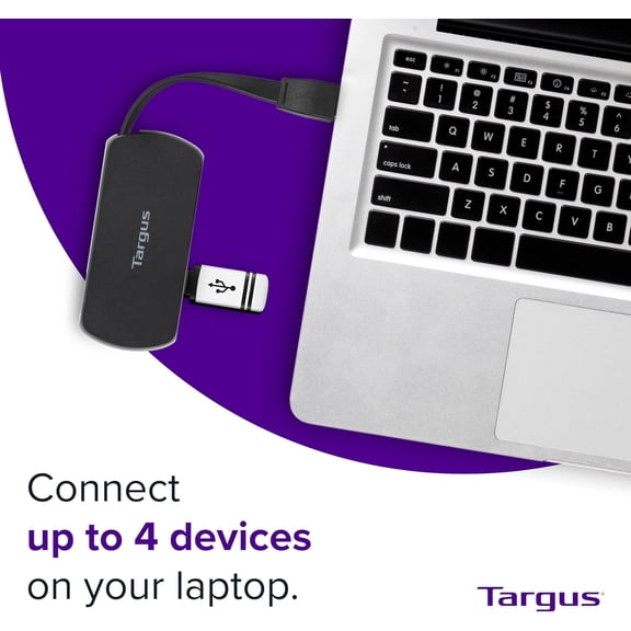 HSAPOW-4-Port USB 2.0 Hub, Black - Compatible with PC and Mac, Sleek and Travel Friendly (ACH114US)