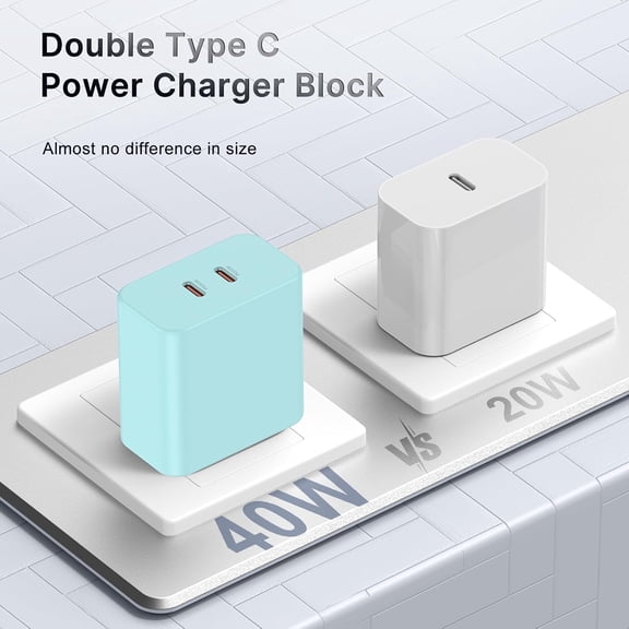 HSAPOW-40W Dual USB C Charger Block,2-Port Fast USB-C Power Adapter Wall Charger Plug Type C Charging Block for Laptop Computer & Tablets/Phones iPhone 15/14/13/12/11/X, iPad,Samsung,Google 2pack