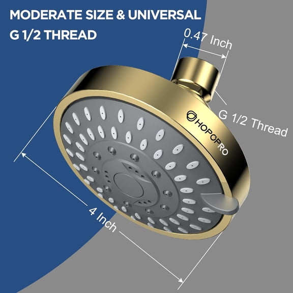 HSAPOW-5-Mode High Pressure Shower Head - The Washington Post, NBC News, Today TV Show Recommended - High Flow Fixed Showerheads (4 Inch Gold)