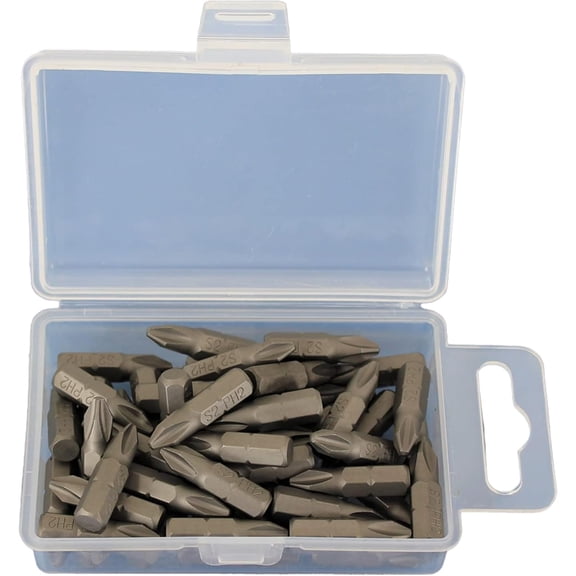HSAPOW-50 pc PH2 Phillips #2 Screwdriver Impact Ready 1 Inch Length Insert Bits Hex Shank with Quick Release Slot