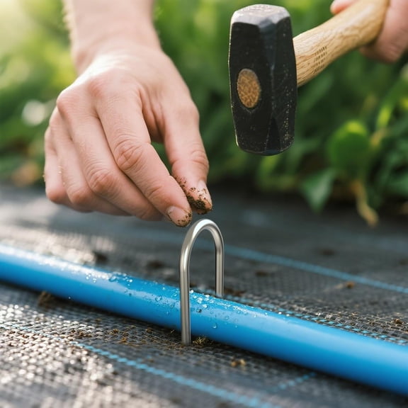 HSAPOW-6 Inch 24 Pack U Shaped Garden Stakes, Heavy Duty 11 Gauge Galvanized Drip Irrigation Stakes Landscape Staples for 1/2" to 1" Soaker Hose, Weed Barrier, Yard Decorations, Fencing