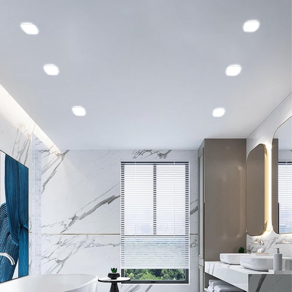 HSAPOW-6 Pack 4.72 Inch LED Square Recessed Lighting, 6500K Ultra Thin Frameless Led Downlight Lighting, 20W Slim Panel Ceiling Light for Bathroom Kitchen Basement
