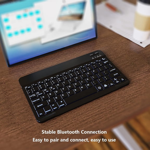 HSAPOW-7 Color Backlit Bluetooth Keyboard for iPad 11th 10th Gen, iPad Pro M4 13 12.9 11 inch, iPad Air M3 M2 5th 4th Generation, iPad Mini iPhone Rechargeable Android Tablet Phone Wireless Keyboard