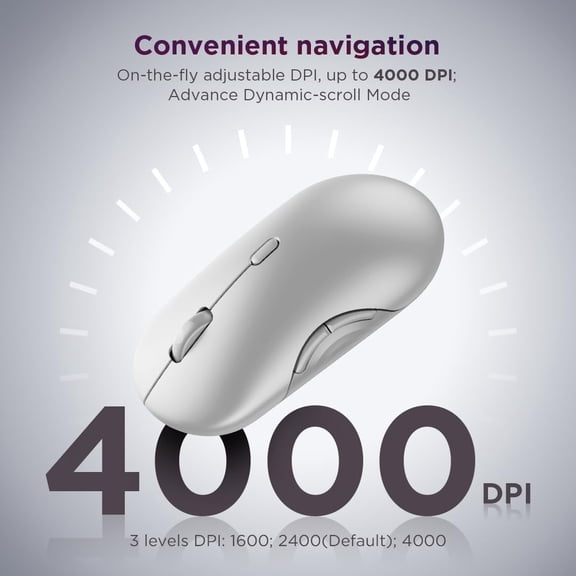 HSAPOW-700 Multi-Device Wireless Mouse, Bluetooth or 2.4 GHz USB-A Connection, Connect up to 3 Devices, 36 Month Battery Life, Seashell