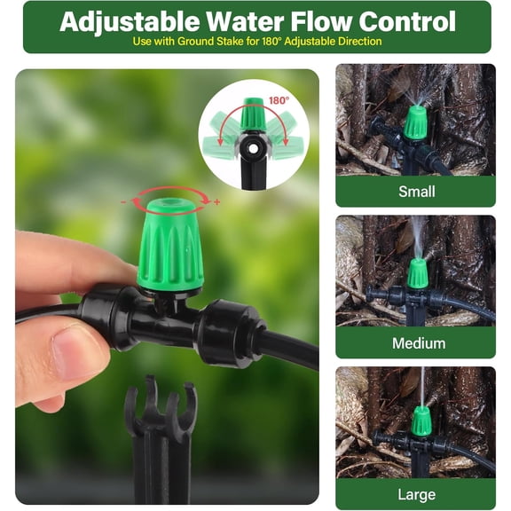 HSAPOW-75FT Quick-Connect Drip Irrigation System Kit, Automatic Garden Watering System with 1/4" Tubing & Atomizing Nozzle Automatic Irrigation Equipment for Raised Garden Beds Greenhouse Lawn
