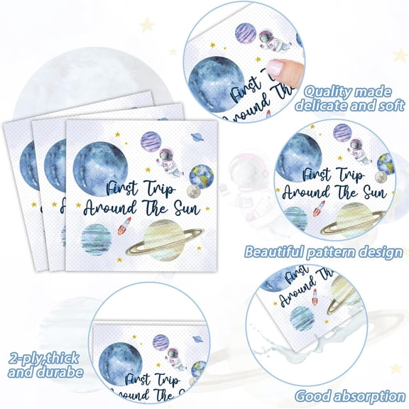 HSAPOW-98 PCS First Trip Around The Sun Birthday Party Tableware Set Outer Space Themed Decorations 1st Space Birthday Dinner Paper Plates Boho Solar System Tablecloth Napkins Forks Sun Theme Party S