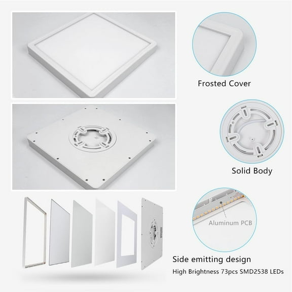 HSAPOW-9Inch 18W Square LED Ceiling Light Fixtures Flush Mount, 5000K Daylight White LED Ceiling Lamp, Surface Mount Modern Ceiling Lights, Slim Flat Panel Lighting for Bedroom, Kitchen, Bathroom Etc