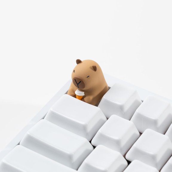 HSAPOW-Artisan Keycap Cute Capybara Coffee Resin Keycaps 1U ESC Custom Handmade Keycap Replacement for Mechanical Keyboard