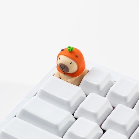 HSAPOW-Artisan Keycaps Cute Capybara Carrot Hat Resin Keycaps 1U ESC Custom Handmade Keycap Replacement for Mechanical Keyboard
