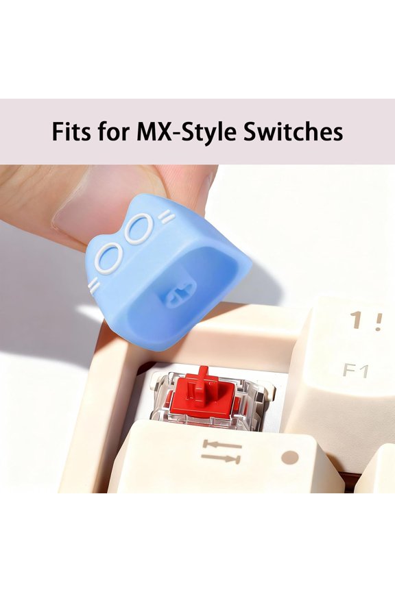 -Artisan Keycaps, Cute Cat Custom Key Caps for MX Mechanical Keyboard, Resin Handmade 1U Replacement for Esc Arrow Keys (Blue cat)