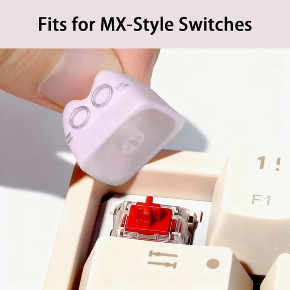 HSAPOW-Artisan Keycaps, Cute Cat Custom Key Caps for MX Mechanical Keyboard, Resin Handmade 1U Replacement for Esc Arrow Keys (Pink cat)