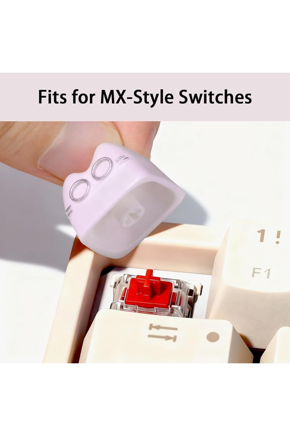 -Artisan Keycaps, Cute Cat Custom Key Caps for MX Mechanical Keyboard, Resin Handmade 1U Replacement for Esc Arrow Keys (Pink cat)