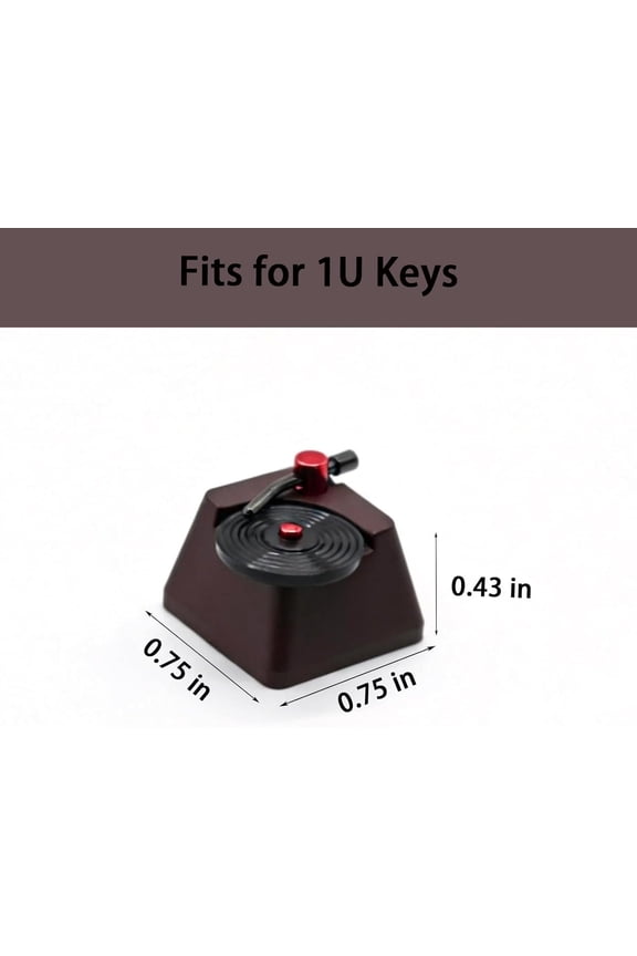 -Artisan Keycaps, Vinyl Record Player Custom Cover Caps for MX Mechanical Keyboard, Movable Turntable Tonearm Records Resin Handmade 1U Replacement for Esc Del Arrow Key (Brown and Black)
