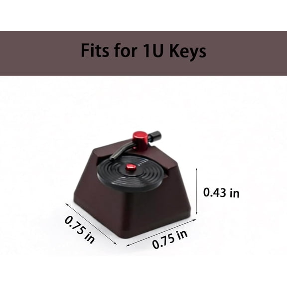 HSAPOW-Artisan Keycaps, Vinyl Record Player Custom Cover Caps for MX Mechanical Keyboard, Movable Turntable Tonearm Records Resin Handmade 1U Replacement for Esc Del Arrow Key (Brown and Black)