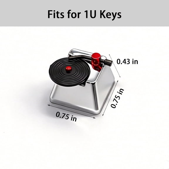HSAPOW-Artisan Keycaps, Vinyl Record Player Custom Cover Caps for MX Mechanical Keyboard, Movable Turntable Tonearm Records Resin Handmade 1U Replacement for Esc Del Arrow Key (Silver and Black)