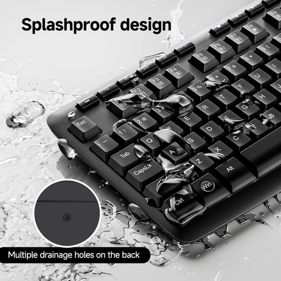 HSAPOW-BK7366 Wired Keyboard,Multimedia USB Quiet Computer Keyboard,Silent Keyboard with Large Number Pad,Spill-Resistant,Anti-Wear Letters,Full Size for Laptop,Desktop