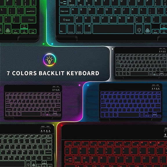 HSAPOW-Backlit Bluetooth Keyboard Small Portable Wireless Keyboard Rechargeable Illuminated for Android Samsung Tablet Cell Phone Smartphone iPad A16 11th 10th Generation iPad Pro Air Mini iPhone (Bl