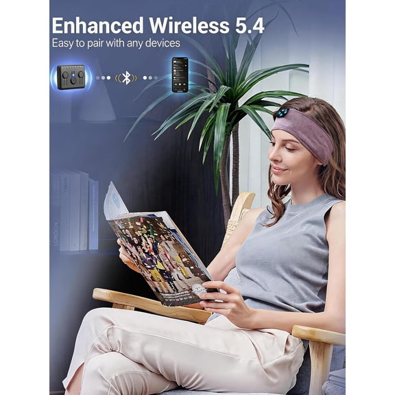 HSAPOW-Bluetooth Headband Headphones, Ultra-Long Play Time Sleeping Headphones with Built-in HD Hi-Fi Speakers, Perfect for Workout, Yoga, Travel, Meditation