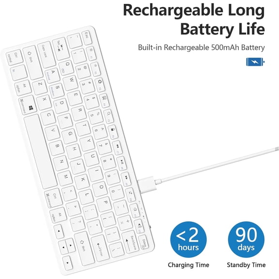 HSAPOW-Bluetooth Keyboard for iPad Wireless Keyboard Compatible with iPad 10th/10.2(9th/8th/7th Generation), Air 5th/4th, Pro 11/12.9, 9.7, Mini and All Bluetooth Devices (White)
