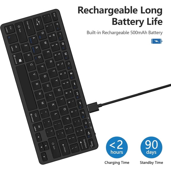 HSAPOW-Bluetooth Keyboard for iPad Wireless Keyboard Compatible with iPad A16 11th 10th Generation, 10.2(9th/8th/7th Gen), Air/Pro/Mini and All Bluetooth Devices (Black)