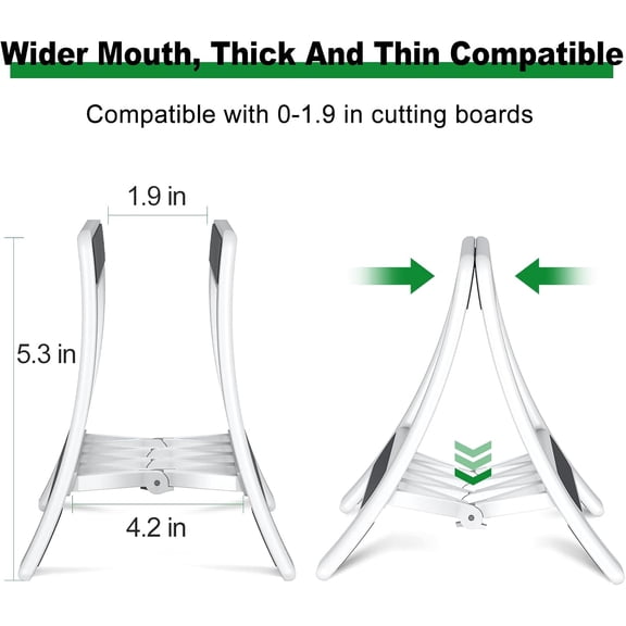 HSAPOW-Cutting Board Holder, Cutting Board Rack Chopping Board Holder,Auto Width Adjustable Cutting Board Holder Stand for Countertop Counter Kitchen Cabinet (White)