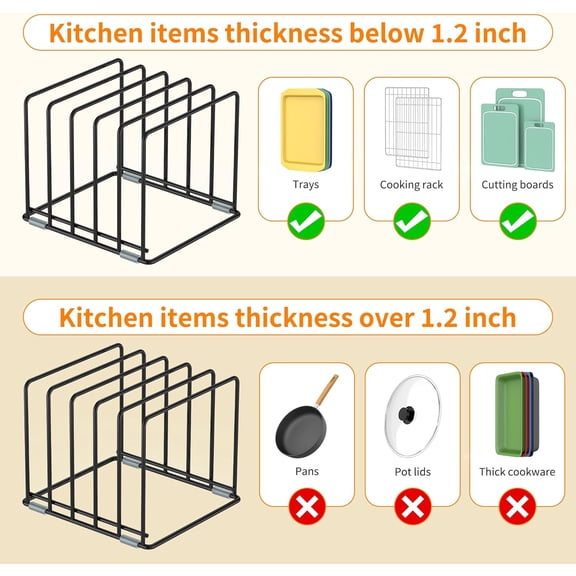 HSAPOW-Cutting Board Organizer, Kitchen Cabinet Organizer, Divided Rack with 5 Slots for Baking Trays, Cutting Boards - Cookie sheet Organizer Inside Cabinet, Baking Sheets Holder (large)