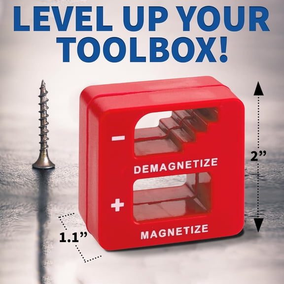HSAPOW-Demagnetizer and Magnetizer for Screwdrivers Tips, Bits, and Small Tools, Large or Big Screws, Drills, Drill Bits, Sockets, Nuts, Bolts, Nails and Precision Construction Tools - Red