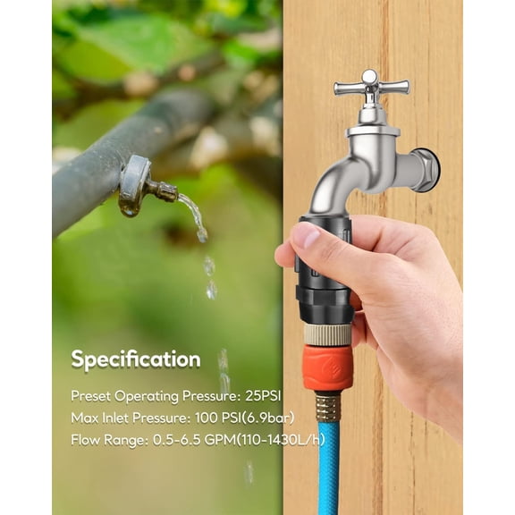 HSAPOW-Drip Irrigation Pressure Regulator 25 PSI 3/4 inch Hose Thread Drip Irrigation Pressure Reducer- 2 Pack