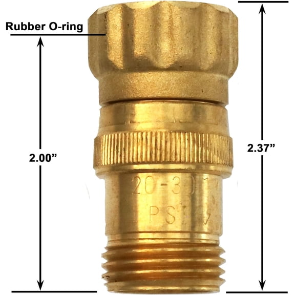 HSAPOW-Drip Irrigation and Soaker Hose 25 PSI Pressure Regulator, 3/4" Female x 3/4" Male Hose Threads Lead-Free Brass (with Regular O-Ring, 1, Count)
