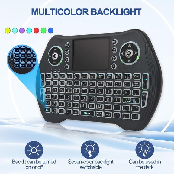 HSAPOW-Easytone Backlit Mini Wireless Keyboard with Touchpad Mouse Combo Remote Control with Rechargeable Li-ion Battery and Multimedia Keys for Android TV Box HTPC PS3 Smart TV PC X-Box Linux Window