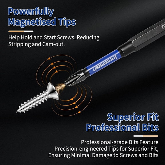 HSAPOW-FPH2 Magnetic S2 ECX Bit,Phillips Pozidriv Slotted Bits,Impact Screwdriver Bit Set,13PCS Electrician's Drill Bit Tools with Bit Holder,S2 Steel,Laser Size Marking,25mm/50mm/75mm/100mm/150mm