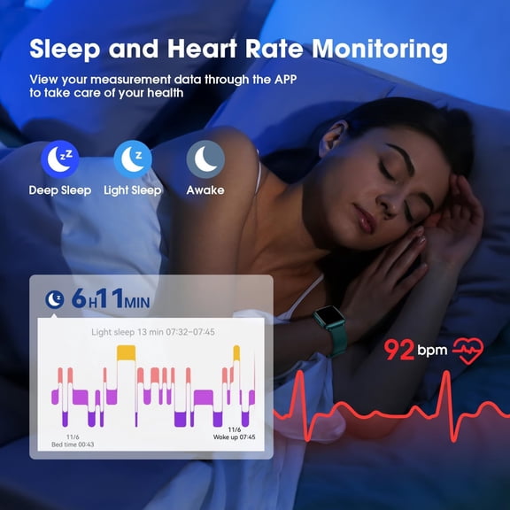 HSAPOW-Fitness Tracker Watch with Heart Rate Monitor, Activity Tracker with Pedometer, Sleep Monitor, Calories & Step Counter, IP68 Waterproof Smart Watches for Women Men Fitness Watch for Sports