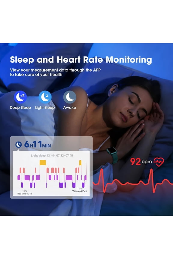 -Fitness Tracker Watch with Heart Rate Monitor, Activity Tracker with Pedometer, Sleep Monitor, Calories & Step Counter, IP68 Waterproof Smart Watches for Women Men Fitness Watch for Sports