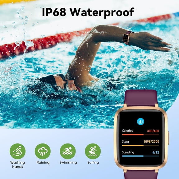 HSAPOW-Fitness Tracker Watch with Heart Rate Monitor, Activity Tracker with Pedometer, Sleep Monitor, Calories & Step Counter, IP68 Waterproof Smart Watches for Women Men Fitness Watch for Sports