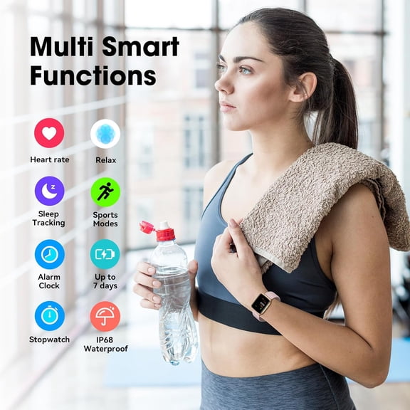 HSAPOW-Fitness Tracker Watch with Heart Rate Monitor, Activity Tracker with Pedometer, Sleep Monitor, Calories & Step Counter, IP68 Waterproof Smart Watches for Women Men Fitness Watch for Sports