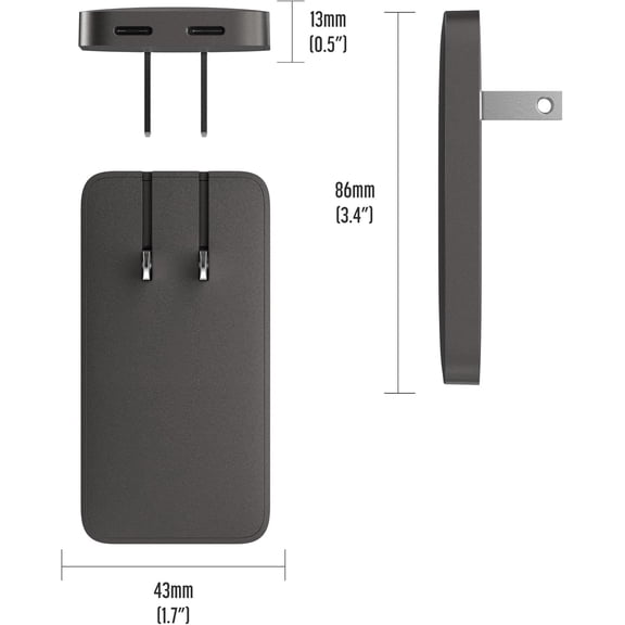 HSAPOW-Galvanox Flat USB-C Charger (35W) for Samsung and Android Devices, Super Fast Charging, Ultra-Slim Wall Adapter for Galaxy S25 Ultra, S24, S23, Google Pixel 9 10, 10 Pro XL (Type-C) Dual Port