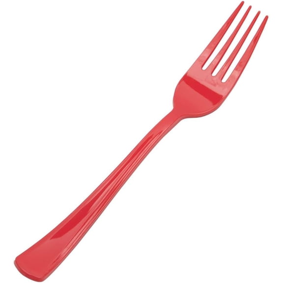 HSAPOW-JAM PAPER Premium Utensils Party Pack - Plastic Forks - Red - 48 Disposable Forks/Pack