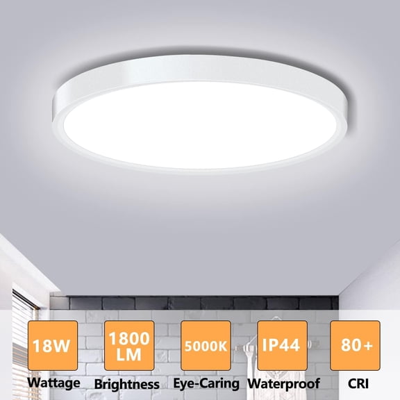 HSAPOW-LED Ceiling Light Fixture Flush Mount, 9inch Modern LED Ceiling Light, 18W 5000K, Low Profile Slim Flat Surface Mount Ceiling Lights for Bedroom Kitchen Hallway Laundry Stairwell Basement Clos