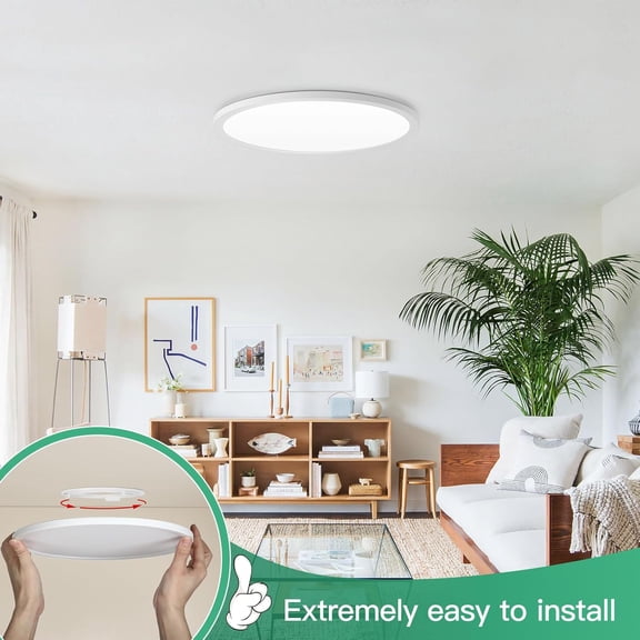 HSAPOW-LED Flush Mount Ceiling Light, 12 Inch 24W Ultra Slim 0.67 Inch Kitchen Lighting Fixture, 3200LM 240W Equivalent, 2700K-6500K Color Selectable, Dimmable Light Fixture Ceiling Mount, 1 Pack