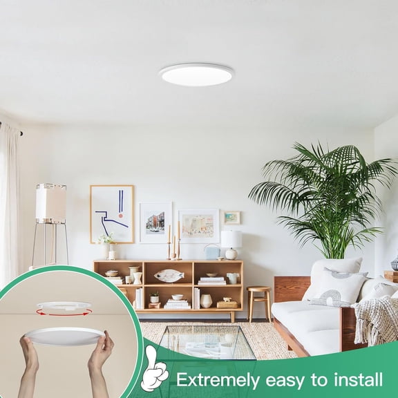 HSAPOW-LED Flush Mount Ceiling Light, 7 Inch 12W Ultra Slim 0.67 Inch Kitchen Lighting Fixture, 1200LM 120W Equivalent, 2700K-6500K Color Adjustable, Dimmable Light Fixture Ceiling Mount, 1 Pack