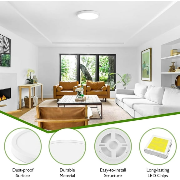 HSAPOW-LED Flush Mount Ceiling Light, 7 Inch Dimmable LED Ceiling Light Fixture 15W 100W Equivalent, 1200LM 5000K Daylight White Ultra Thin Flat Led Lights for Kitchen, Bedroom, Hard-wired Closet Lig