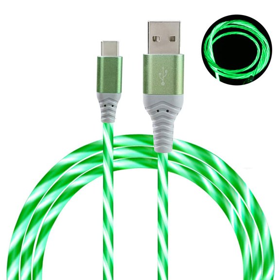 HSAPOW-LED USB C Cable [2-Pack, 6FT], Light Up Visible Flowing LED Type C Fast Charging Cable Compatible with Phone 16 15, Samsung Galaxy S24 S23, Pixel and More (Blue & Green)