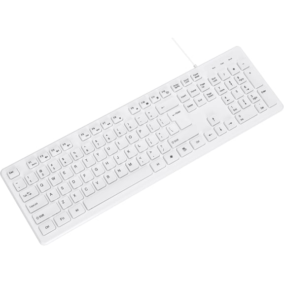 HSAPOW-MCSaite Wired White USB 104 Keys Computer Keyboard with Stands,Waterproof - US Layout Compatible for Windows, PC, Laptop