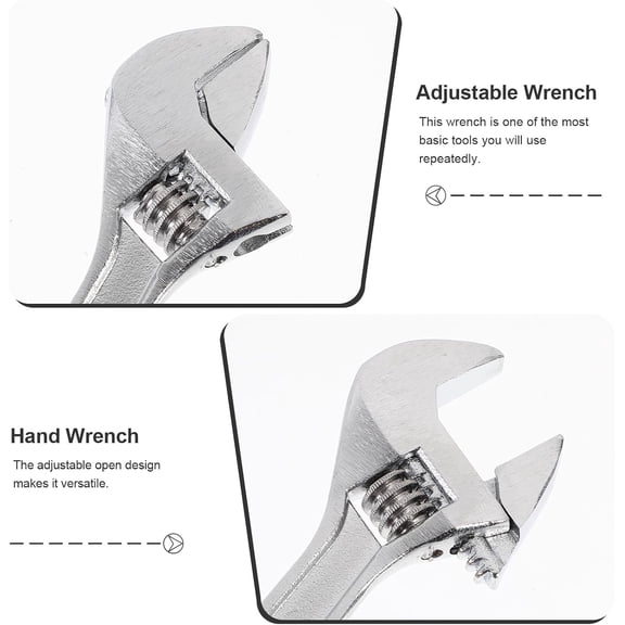 HSAPOW-Mini Adjustable Wrench 4 Inch and 2.5 Inch, Black Spanner With Chain Hand Knurl Tool for Repair Maintenance Automotive Car